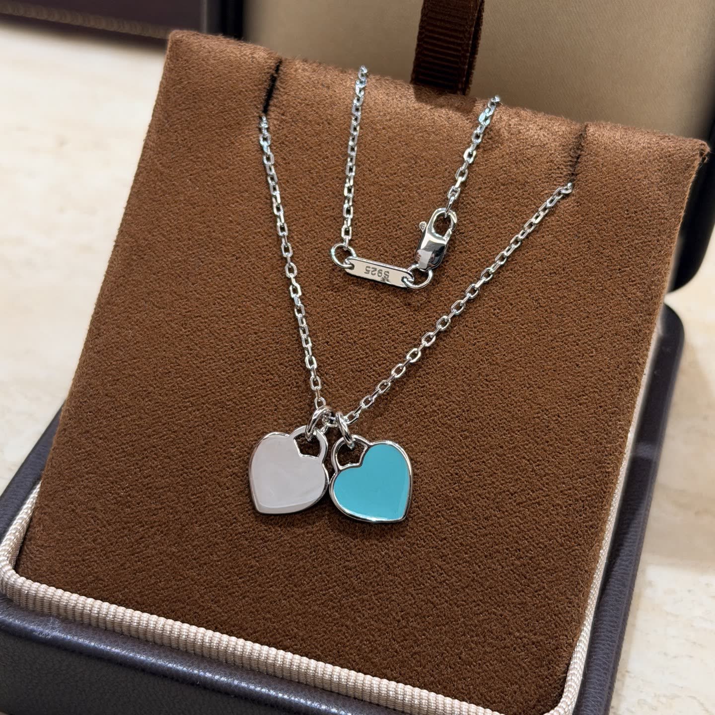 Tiffany & Co. Blue Enamel Heart Tag Necklace Tiffany & Co. Blue Enamel Heart Tag Necklace